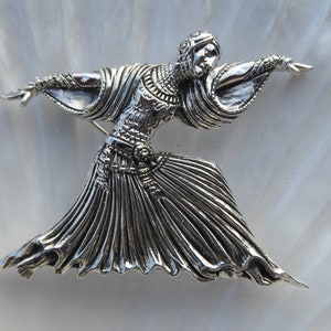 Silver Art Deco Thais Dancer Chiparus Brooch