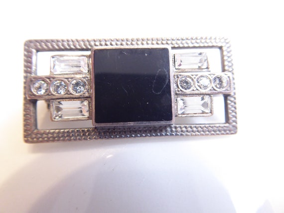 Silver Art Deco Styled Brooch - image 2
