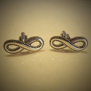 Fine Pair Solid Silver Infinity Logo Cufflinks
