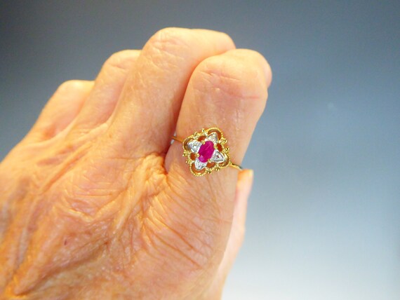 Fine Solid 9ct Gold Real Ruby & Diamond Set Ring - image 8