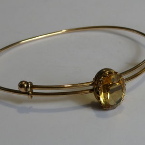 Fine Edwardian 9ct Solid Gold Citrine Set Bangle