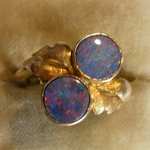 Vintage 18k Gold Doppelter Runder Opal Ring