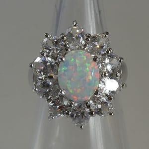 Silver Opal Daisy Cluster ring