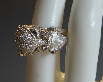 Fine Solid Silver Art Deco Design Panther Ring