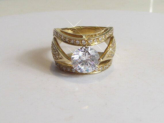 Stunning Impressive Solid 9ct Gold Solitaire Set … - image 6