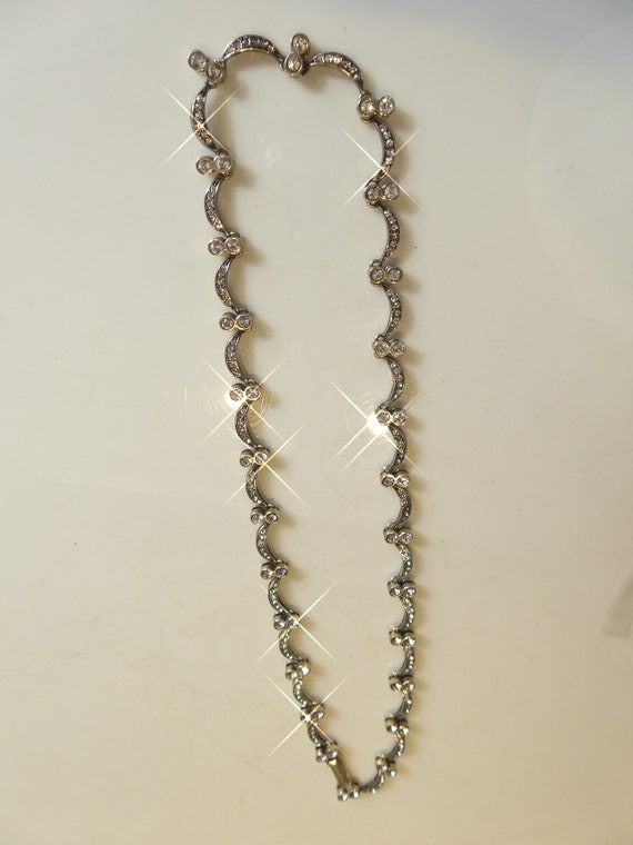 Pretty Solid Silver Zircon set Necklace - image 8