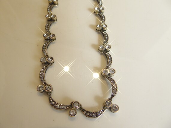 Pretty Solid Silver Zircon set Necklace - image 9