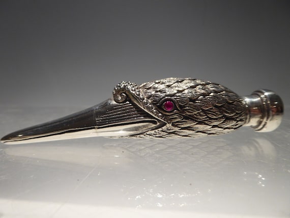 Superb solid silver swan head perfume bottle set … - image 1