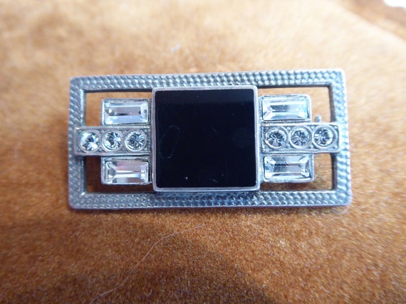 Silver Art Deco Styled Brooch - image 1