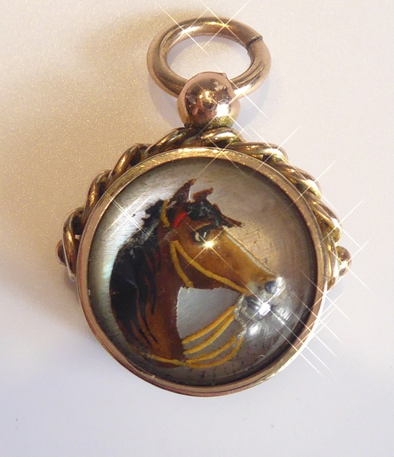 Fine 9ct Solid Gold Horse & Compass Dated 1897 Es… - image 2