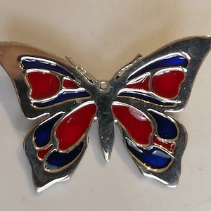 Fine Silver & Enamel Butterfly Brooch