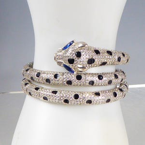 Fine Heavy Silver Sprung Winding  Panther Bangle