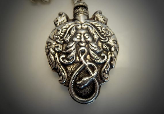 Vintage Solid Silver Mythical Embossed Perfume Pe… - image 1