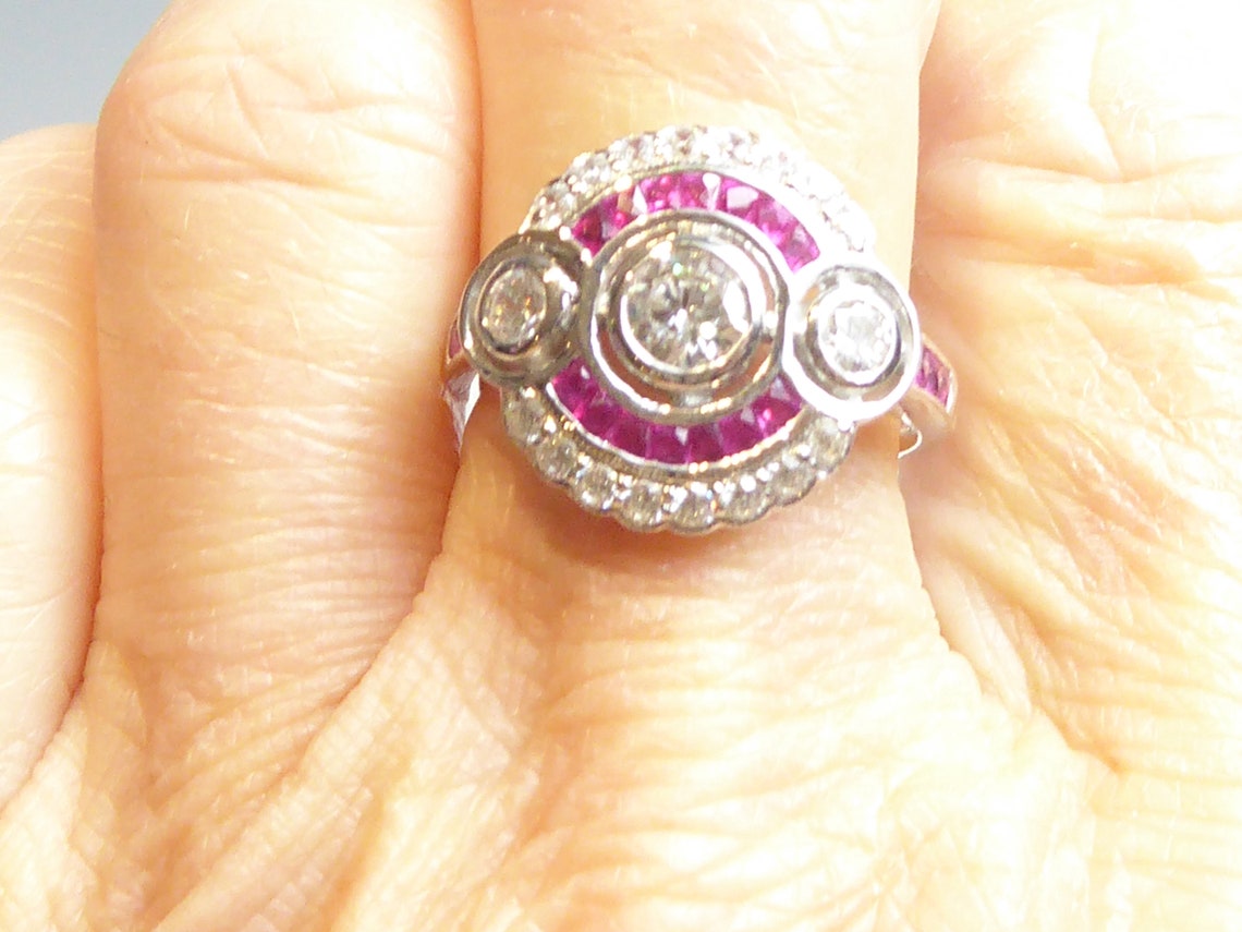 Silver Art Deco Design Ring - Etsy UK