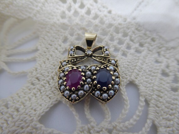 9ct Solid Gold Real Diamond,Sapphire, Ruby & Seed… - image 7