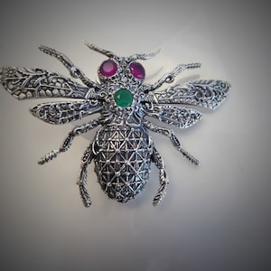 Impressive Large Solid Silver Bumble Bee Pendant
