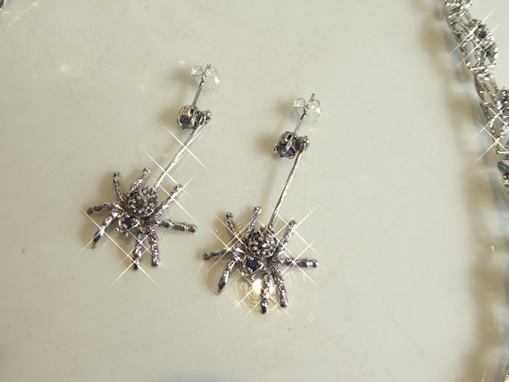 Stunning Solid Silver Real Sapphire Set Spiders W… - image 4