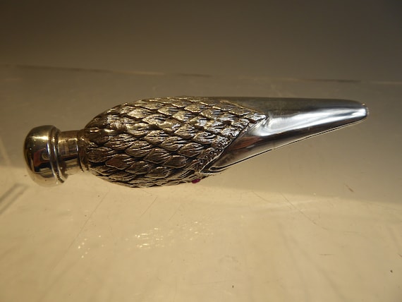 Superb solid silver swan head perfume bottle set … - image 5