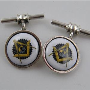 Freimaurer Manschettenknöpfe aus Silber & Emaille