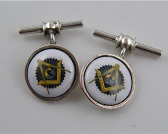Boutons De Manchette Vintage En Argent Sterling (maille Chaîne) - Marque JML, Occasion