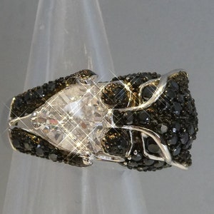 Fine Solid Silver Art Deco Design Panther Ring