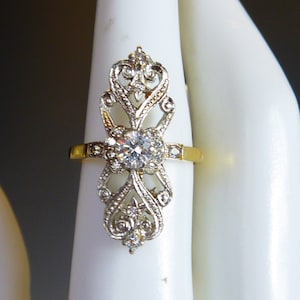 18 Karat Gold auf massivem Silber Art Deco inspirierter Ring