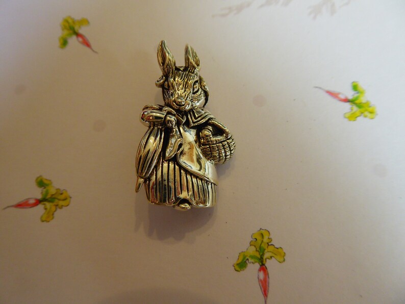 Silver Beatrix Potter Style Mrs Rabbit Brooch - Etsy