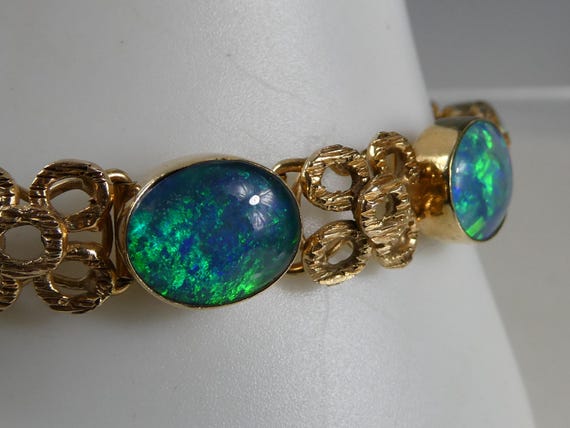 Fine Solid 9ct Gold Opal Bracelet - image 11