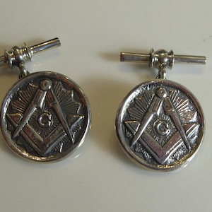 Fine Solid Silver Masonic cufflinks