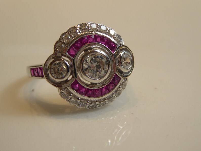 Silver Art Deco Design Ring - Etsy UK