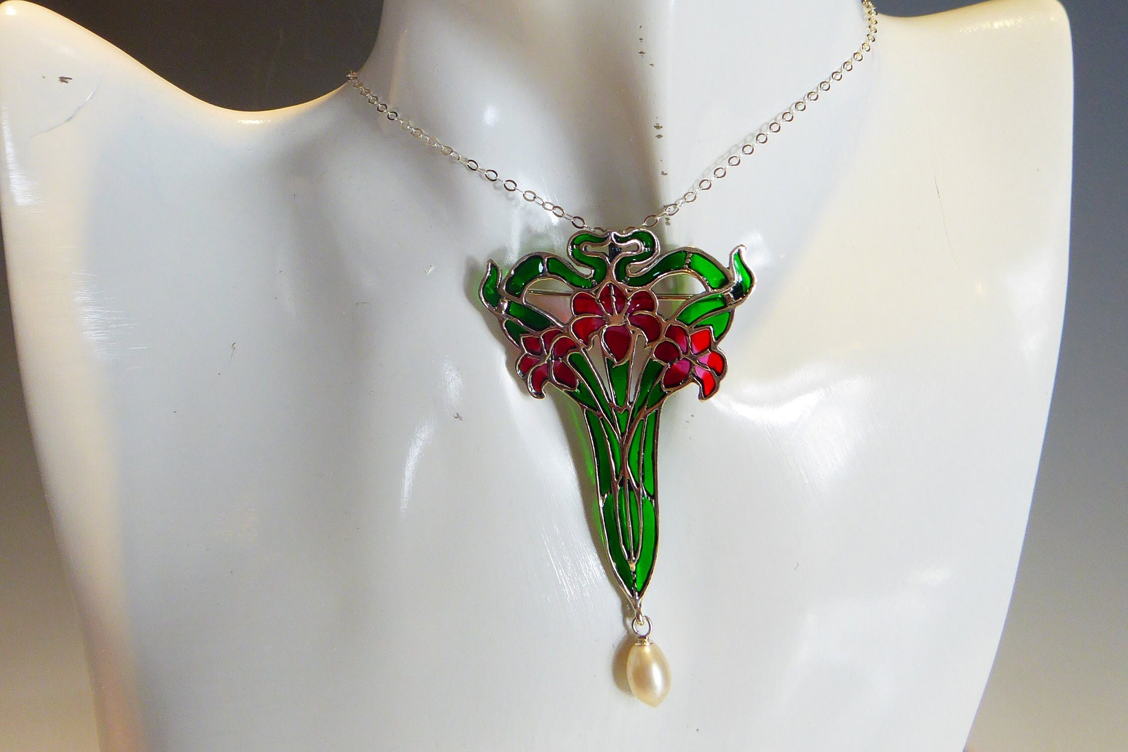 Broche Pendentif Art Nouveau Femme à Genoux - Argent Massif - Bijou Ancien Vintage - Occasion