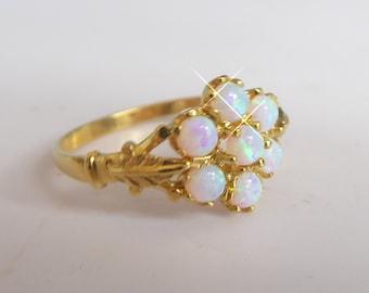 Opal Cluster Ring Silver 18ct gold plate