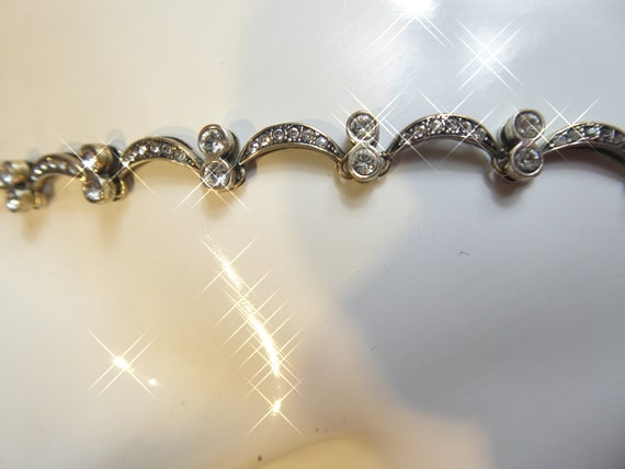 Pretty Solid Silver Zircon set Necklace - image 4