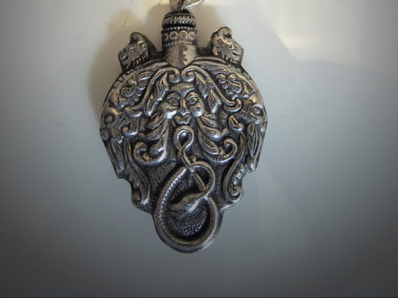 Vintage Solid Silver Mythical Embossed Perfume Pe… - image 3