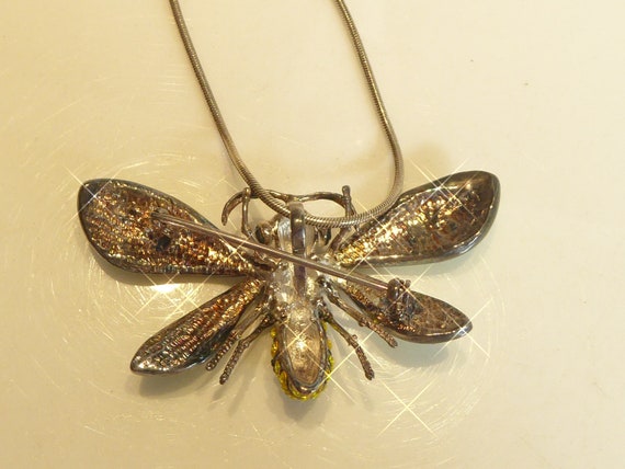 Large Solid Silver Bee Necklace / Brooch - image 3