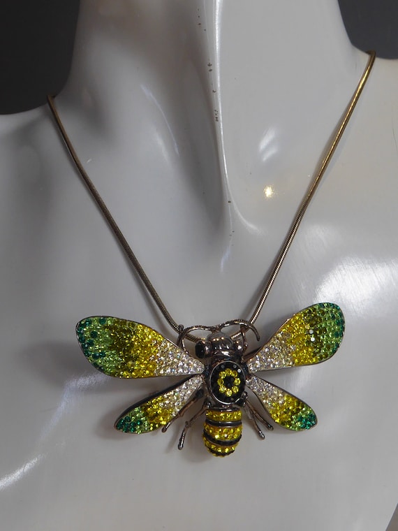 Large Solid Silver Bee Necklace / Brooch - image 8