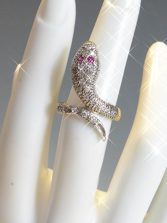 Snake Ring 18ct Gold on Solid Silver - image 4