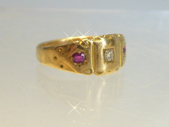 Victorian 18ct Ruby & Diamond Ring - image 5