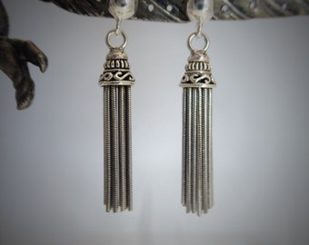 Solid Silver Tassel Drop Earrings
