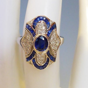 Splendido anello di design Art Deco in oro massiccio e vero diamante