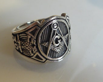 Fine Solid Silver Masonic Gents Ring