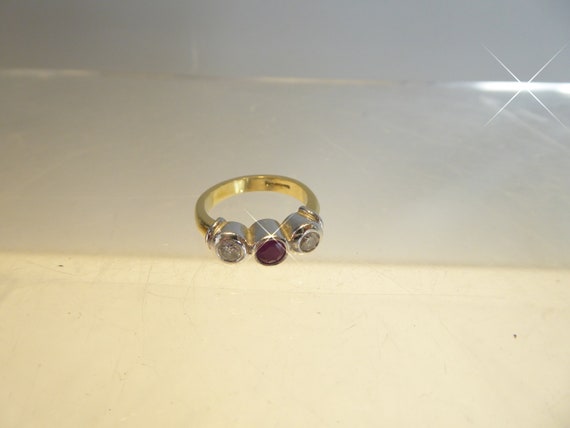 Fine Vintage Heavy 18ct Solid Gold Set Ruby And D… - image 5