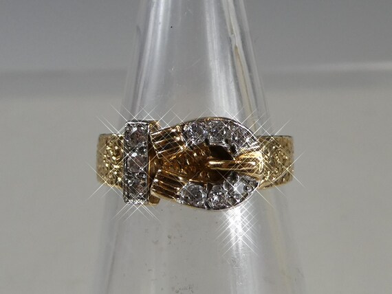 9ct Solid  Gold Buckle Ring - image 3