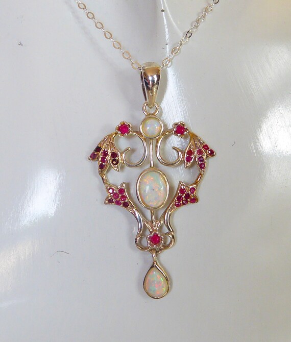 Pendentif Fleur Argent 925 - Avec Rubis Et CZ, Neuf Jamais Porté, Fabriqué En France