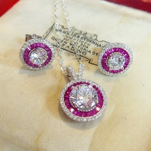 Silber Art Deco Ohrring & Anhänger Set