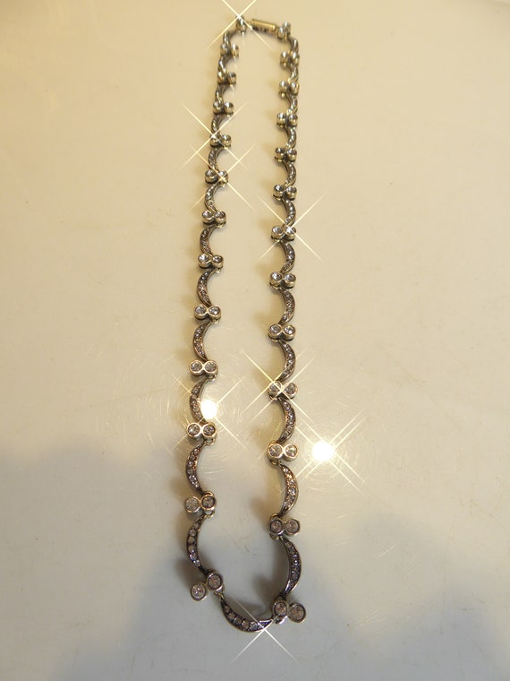 Pretty Solid Silver Zircon set Necklace - image 6