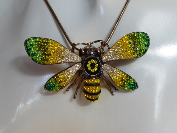 Large Solid Silver Bee Necklace / Brooch - image 6