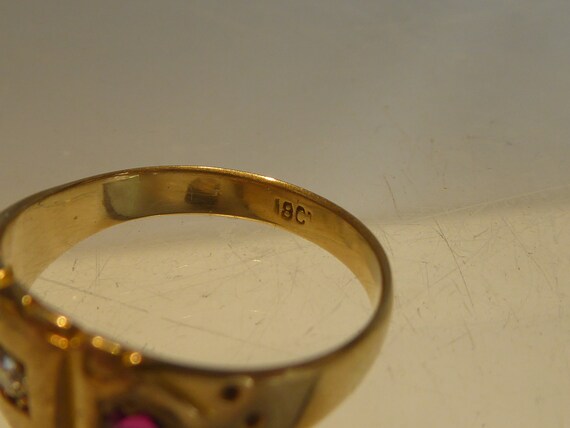 Victorian 18ct Ruby & Diamond Ring - image 8