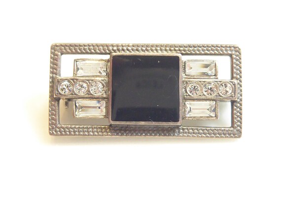 Silver Art Deco Styled Brooch - image 3