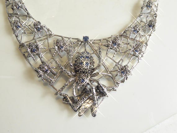Stunning Solid Silver Real Sapphire Set Spiders W… - image 7